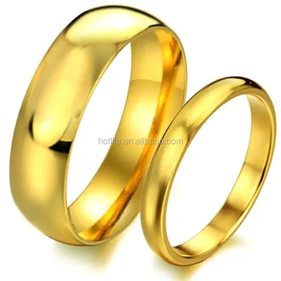 Simple Design Plain Saudi Arabia18K Gold Plating Wedding Rings for Engagement Gift