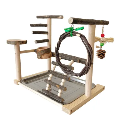 Parrot Desktop Stand for Ventilation Feeding Training InteractionRing Swing Bird Stand