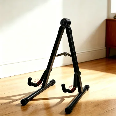 Universal Wooden Guitar Stand Foldable Holder for Acoustic Electric Classical Bass Guitar with EVA Protection OEM
