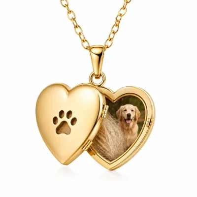Custom Pet Memorial Jewelry Pendant Necklace with Heart Memory Locket for Dog Cat Ashes Hair Keepsake