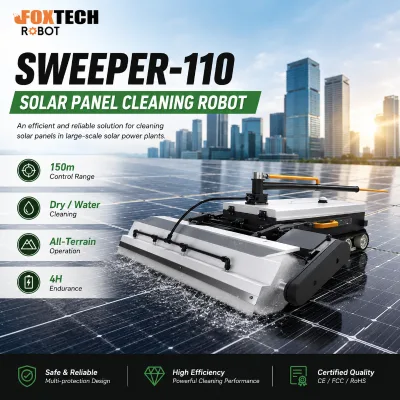 Foxtechrobot Sweeper-110 Crawler Type Anti-Fall Sensor Remote Control Solar Panel Cleaning Robot for Photovoltaic Power Station
