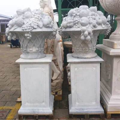Hot Sale Handcarved Decorative Marble Garden Flowerpot