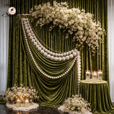 ANNIELU Factory Wholesale Velvet Soft Touch Curtain Backdrop Drape for Wedding Graduation Event Party OEM Size