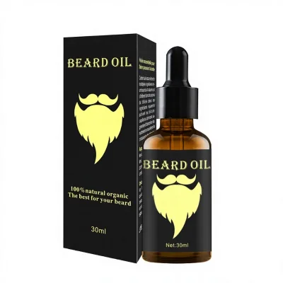 Private Label Men's Organic 30ml Beard Oil with Argan Jojoba Vitamin E for Beard Growth Softening and Moisturizing