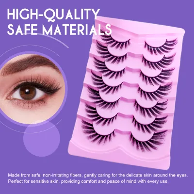 Pre-Glued Winged Manga Strip Lashes Multi Pairs Pack Black Cotton Band Fluffy Curly Volume Self-Adhesive False Eyelash Wholesale