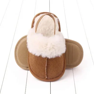 Winter Warm Plush Upper Soft EVA Sole Slip-on House Slippers Unisex Indoor Bedroom Living Room Home Daily Slippers