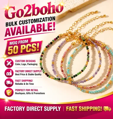Go2BoHo Small Bohemian Style Semi-Precious Stone Bracelet Ball Shape Red and Green Treasures