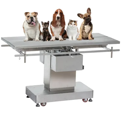 IN-P002 Adjustable Height Electric Veterinary Operating Table With Stainless Steel Surface Tilting Function and Secure Animal