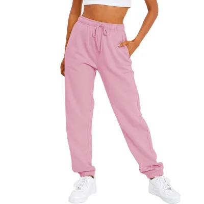 2026 Autumn/Winter Gym Sport Pants Fleece Blend Regular Fit Mid Waist Boot Cut Drawstring Closure Anti-Wrinkle Breathable