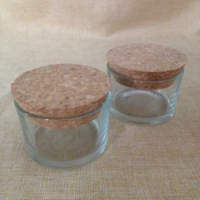 Glass Cup With Composite Cork Lid for Aroma Candle Glass Jar With Wood Lid