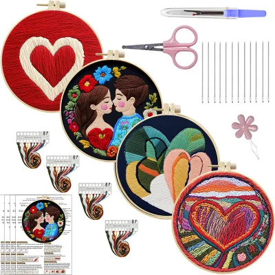 New Valentine's Day Embroidery DIY Handmade Fabric Material Package Kit BXY