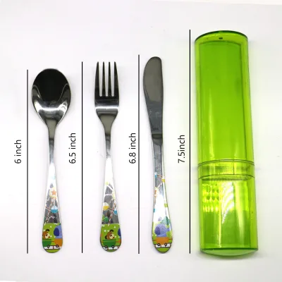 Hip-home Custom High Quality Children Knife Fork Stainless Steel Kid Cutlery Set Fork Spoon Set Kitchen Accessories