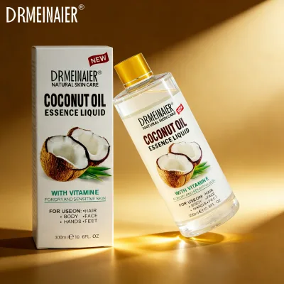 300ml Coconut Oil Essence Liquid, Nourishing Hydrating Repair Oil for Face, Body & Hair Skin Care