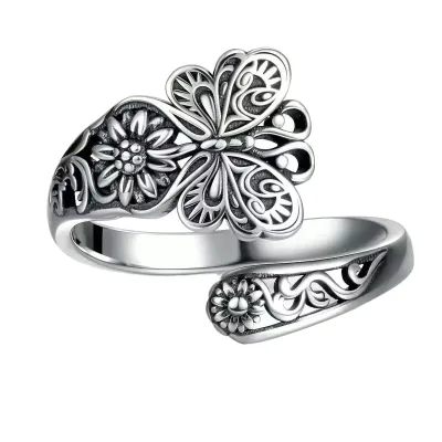Personalized Retro Alloy Eternal Vine Adjustable Ring for Couples Vintage Open Style Party Occasion