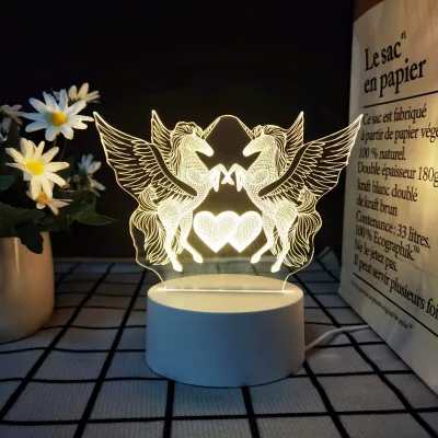 Single Temperature Lamp 3D Acrylic Illusion Nightlight 3D DIY Pattern Bedroom Bedside Lamp Christmas LED Lamp