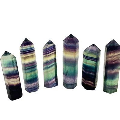 High Quality Fluorite Crystal Tower Reiki Natural Crystal Points Rainbow Fluorite Points for Crystal Crafts