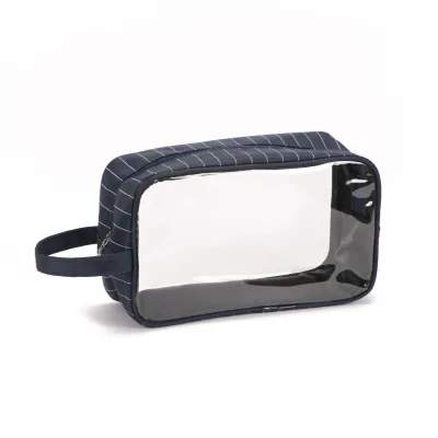 Customized Striped Simple Waterproof Clutch Bag with Zipper Closure PVC Material Men's Outdoor Travel Storage Business Trip 38