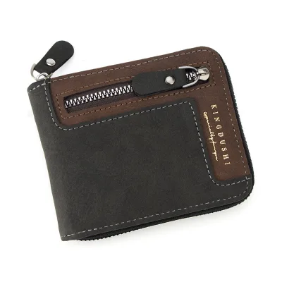 Men's Retro PU Material Large-Capacity Casual Retro Business Grade Multi-Functional Zipper Closure Cross-Border Card Wallet