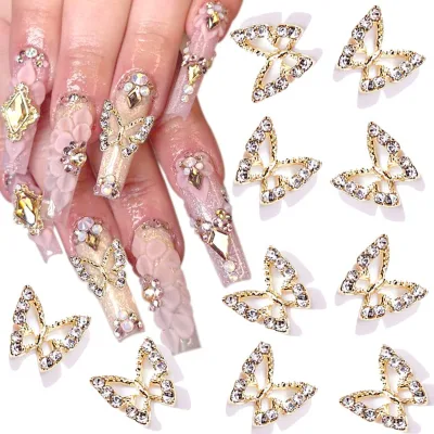 High Quality Crystal  Butterfly Micro Diamond Nail Art Accessories Nail Charms in Bulk