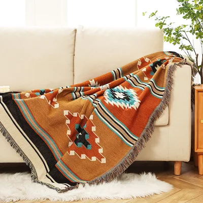 Eco-Friendly Outdoor Bohemian Camping Sofa Cover Southeast Asian Indian Woven Polyester/Cotton Tapestry Blanket