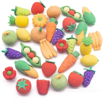 Vegetable Fruit Shape Fancy Cute Kawaii Bulk Children's Mini Kawaii Puzzle Jigsaw Rubber Pencil Eraser for School Supplies