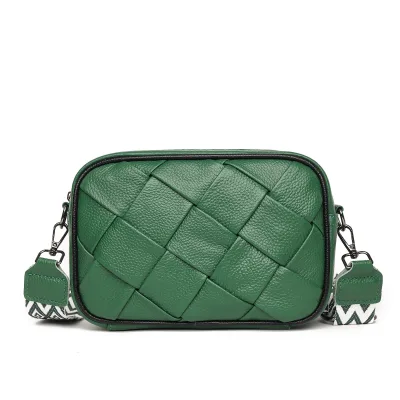 Camera Sling Hobo Woven Women's PU Leather Crossbody Satchel Bag With Guitar Strap