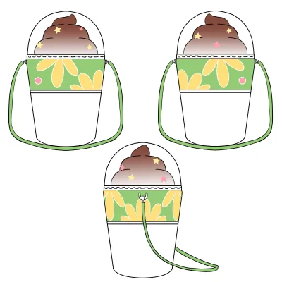 Custom Plush Bag Cute Kawaii Crossbody Embroidery Cartoon Design Trend Ice Cream Plush Messenger Bag