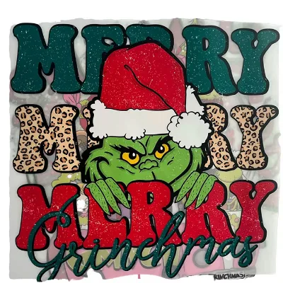 Best Quality Screen Print Christmas Transfers Santa Claus Pattern Heat Transfer Sticker Iron on DTF Transfers for Clothing