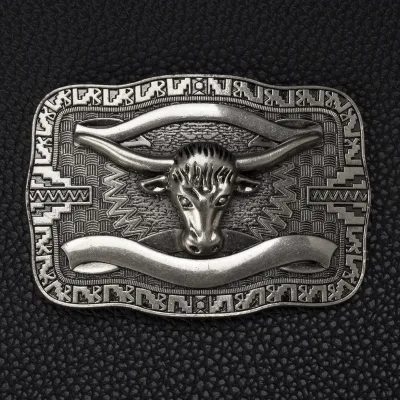 Custom Embossed Logo Vintage Equestrian Unisex Zinc Alloy Metal Buckles Horse Belt Buckle with Leather Belt