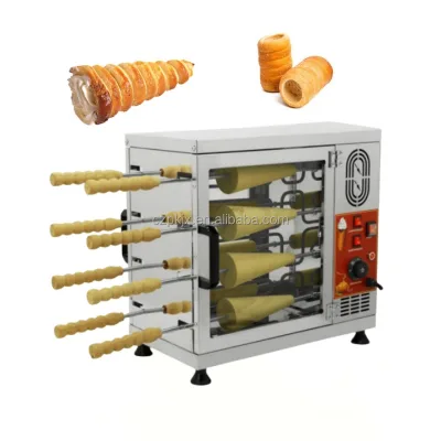 Easy Operation 110v 220v Chimney Cake Roasting Machine 8 Pieces Kurtos Kalacs Grill Machine Chimney Bread Roll Maker Machines