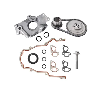 Oil Pump Timing Chain Kit with Timing Cover Gasket for Chevy Avalanche Silverado Suburban GMC Sierra Cadillac 4.8L 5.3L 6.0