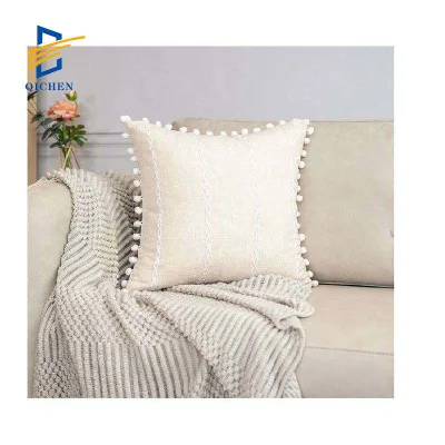 Innermor Factory Direct Hot Sale Pompom Cushion Cover Throw Pillows Square Shape for Home or Hotel for New Year's Celebration