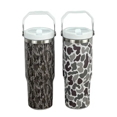 5D 3D Full Printing Camouflage Dark Green Mug Cup Armies Jungle Durable Outdoor Survival Tactical 30oz Camo Tumbler with Handle