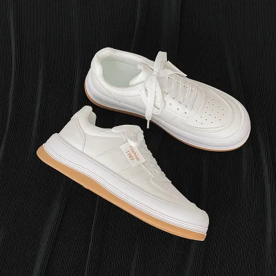 Hot Selling Height Increased White PU Casual Shoes Men's Fashion Skateboard Shoes Sneakers for Men