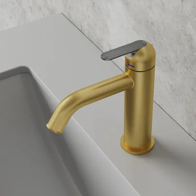 Craftsman Faucets for Bathroom Bubble Water Tall Basin Faucet Solid Brass Brushed Gold Finish for Commercial Bathrooms