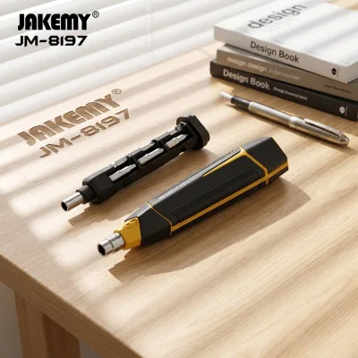 JAKEMY JM-8197 16-in-1 Screwdriver Handle 14 Bit Set Black Yellow Ergonomic Precision Electronics Repair Tool