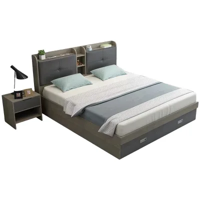Modern Luxury Modern Design Melamine Laminated Bed Set Bedroom Furniture Luxury Double King Size Bed Frame for Southeast Asia