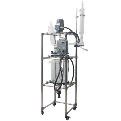 20L Automatic Lab Agitated Tank Glass Reactor Heater Chiller Bioreactor Featuring Digital Pressure Vessel Pump Motor Engine PLC