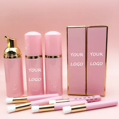 60 ml Black pink clear Moose Lash Shampoo Luggage Bottle and Brush Customize Private Label Pump Strawberry Lash Shampoo