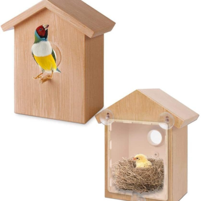 Pet Bird House Garden Tree Window Parrot Bird Breeding Box Love Bird Parrot Nest Glass Window Suitable For Viewing