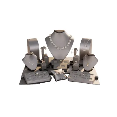 Custom Grey Leather Jewelry Display Stand Necklace Rack Suitable for Jewelry Store Display Cabinet
