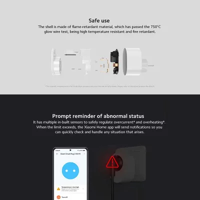 Xiaomi Smart Plug 2 Wi-Fi EU Power Socket Slider Design ABS Material Remote Control Voice Assistant Universal Appliance