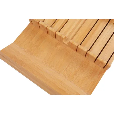 Utoplike In-drawer Knife Block Bamboo Kitchen Knife Drawer Organizer Large Handle Steak Knife Holder Without Knives