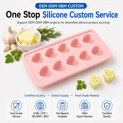 Herb Butter Mold Food Grade Silicone 10 Cavity Garlic Butter Freezer Tray for Foodservice Supply