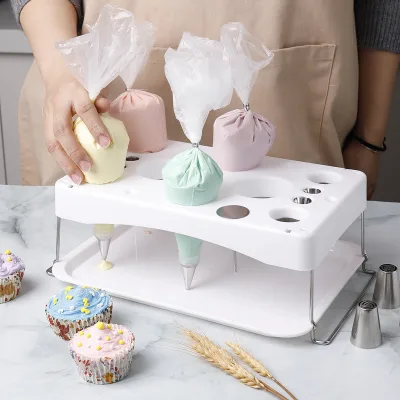 Eco-Friendly Piping Bag Shelf Decorating Bag Rack Cake Decorating Frosting Bag Rack Stainless Steel Feet Cake Tools