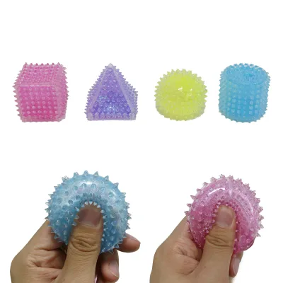 New Creative Spiky Squeeze Ball Fidget Toy Candy Color Glitter Rubber Stress Ball Promotional Toy