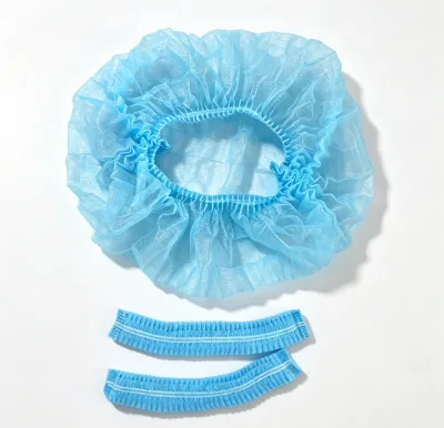 Factory Wholesale Disposable PP Non Woven Strip Cap BLUE Dustproof Hair Net Mob Cap for Food Kitchen Salon Workshop