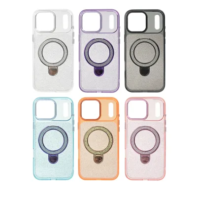Glitter Phone Case TPU+PC Hardware Design Fashion Shockproof Protective Cover