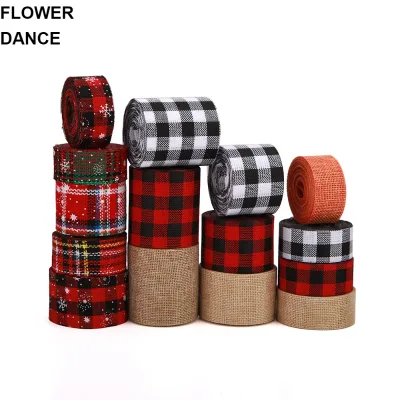 Factory Price Christmas Ribbon Roll Diy Gift Ribbon for Christmas Christmas Wired Plaid Ribbons
