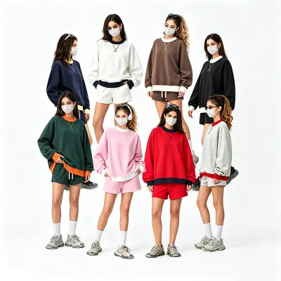 Wholesale 350GSM Contrast Color High Neck Sweatshirt Women Oversized Long Sleeve Pullover Streetwear High Quality Custom Hoodie